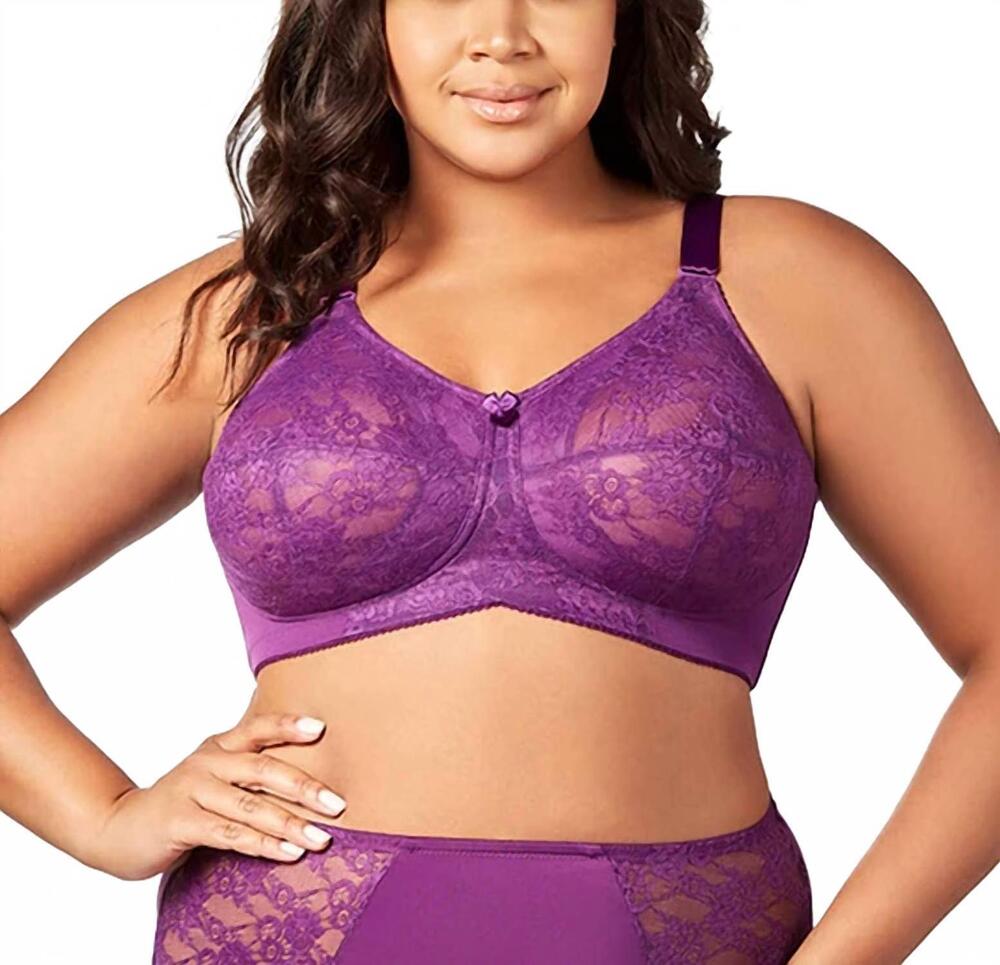 NEW ELILA lace soft cup wireless bra in aubergine